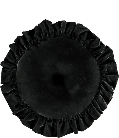 HiEnd Accents Stella Silk Ruffled Trim Round Pillow