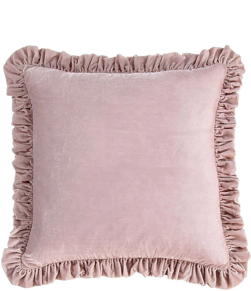 HiEnd Accents Stella Faux Silk Velvet Ruffled Euro Sham