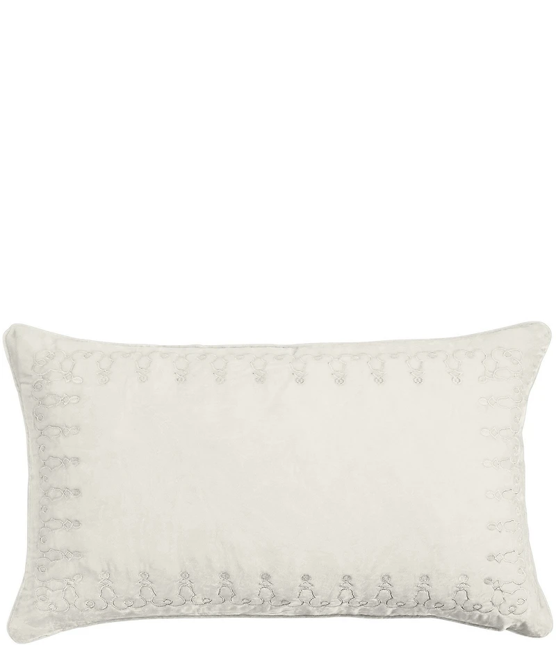 HiEnd Accents Stella Silk Velvet Embroidered Lumbar Pillow
