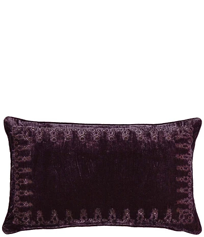 HiEnd Accents Stella Silk Velvet Embroidered Lumbar Pillow
