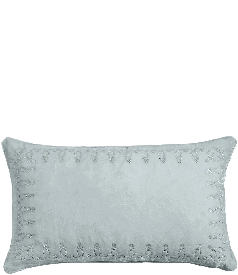 HiEnd Accents Stella Silk Velvet Embroidered Lumbar Pillow