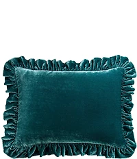 HiEnd Accents Stella Faux Silk Velvet Ruffled Oblong Pillow