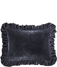 HiEnd Accents Stella Faux Silk Velvet Ruffled Oblong Pillow