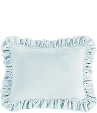 HiEnd Accents Stella Faux Silk Velvet Ruffled Oblong Pillow