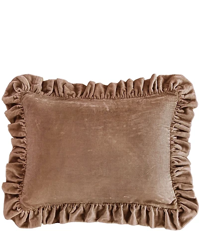 HiEnd Accents Stella Faux Silk Velvet Ruffled Oblong Pillow