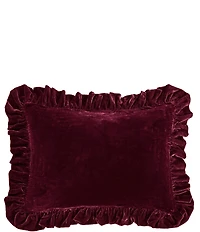 HiEnd Accents Stella Faux Silk Velvet Ruffled Oblong Pillow