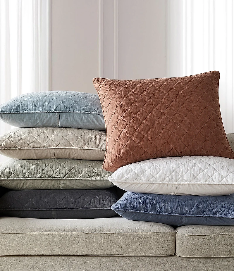 HiEnd Accents Stonewashed Cotton Gauze Diamond Quilted Stitch Pillow Sham