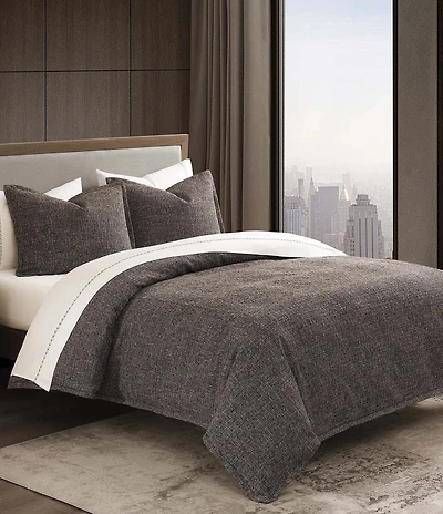 HiEnd Accents Tweed Textured Woven Duvet Cover Mini Set