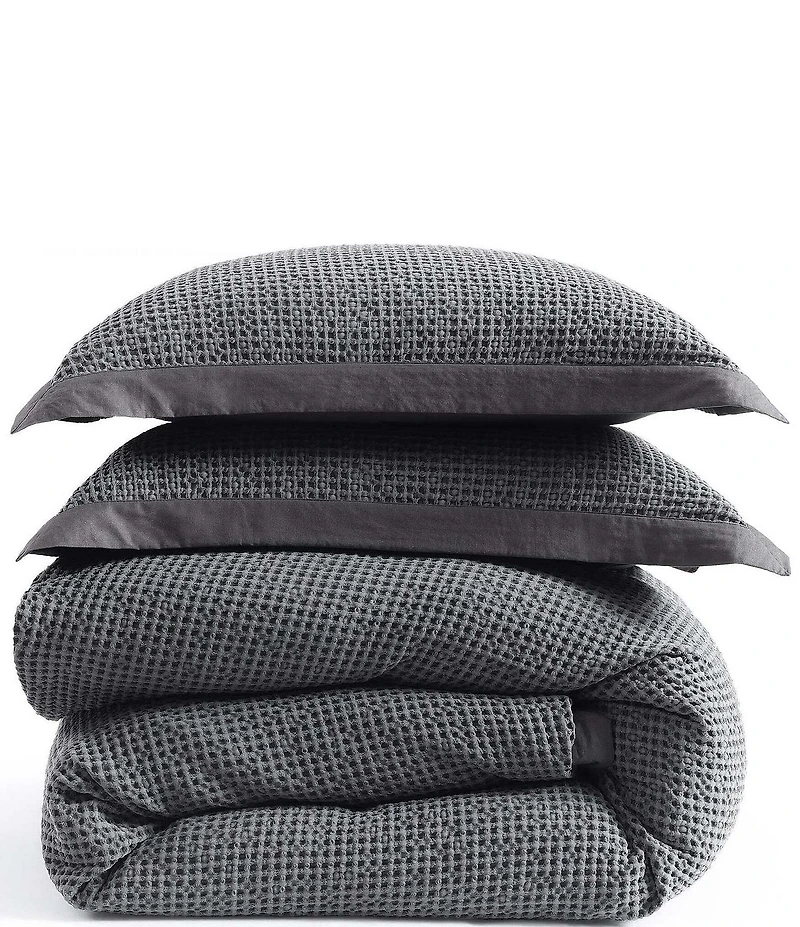 HiEnd Accents Stonewashed Cotton Waffle Weave Duvet Cover Mini Set