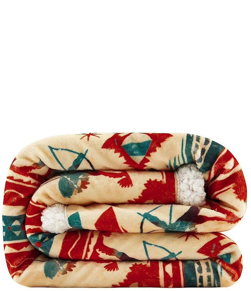 HiEnd Accents x Indigo Arizona Campfire Sherpa-Backed Southwestern Throw Blanket