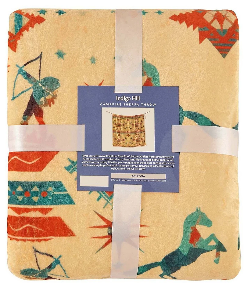 HiEnd Accents x Indigo Arizona Campfire Sherpa-Backed Southwestern Throw Blanket