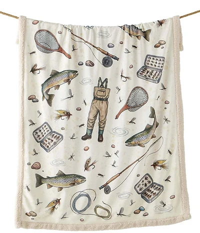 HiEnd Accents x Indigo Hill Angler Gear Campfire Sherpa Throw Blanket