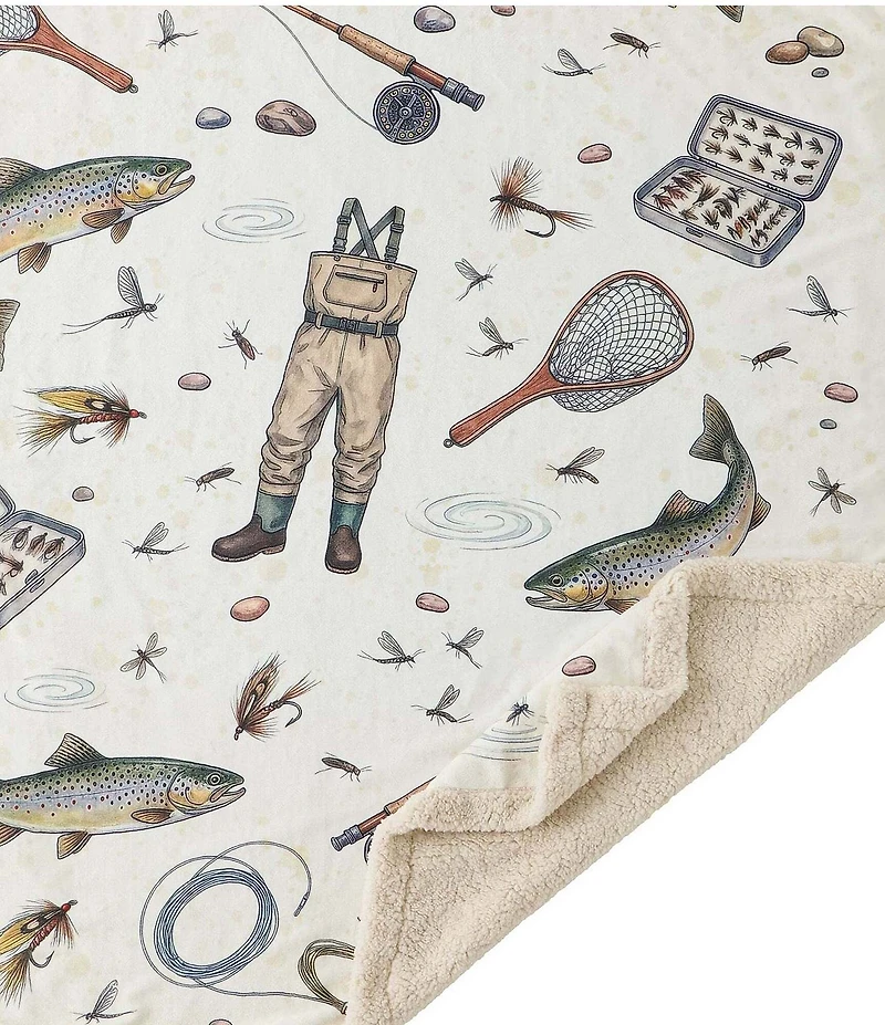 HiEnd Accents x Indigo Hill Angler Gear Campfire Sherpa Throw Blanket