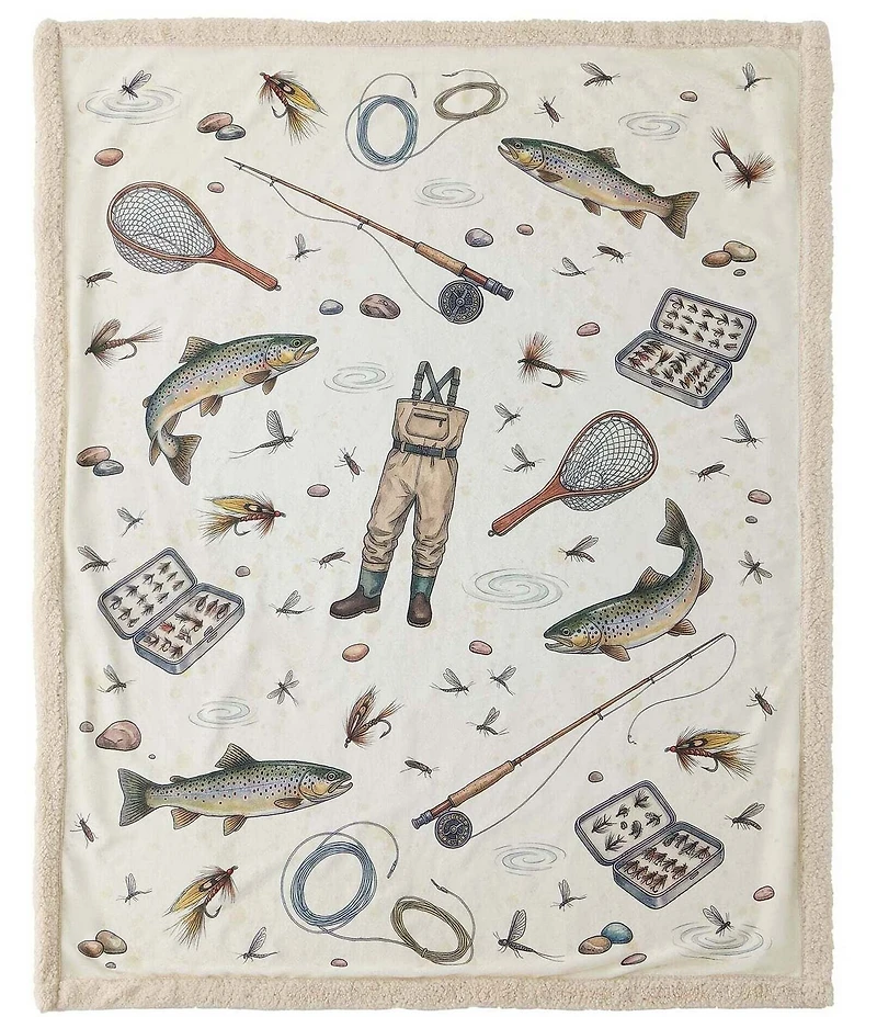 HiEnd Accents x Indigo Hill Angler Gear Campfire Sherpa Throw Blanket