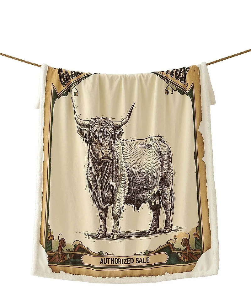 HiEnd Accents x Indigo Hill Highland Cow Campfire Sherpa Accent Pillow & Throw Blanket Mini Set