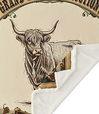 HiEnd Accents x Indigo Hill Highland Cow Campfire Sherpa Accent Throw Blanket