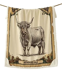 HiEnd Accents x Indigo Hill Highland Cow Campfire Sherpa Accent Throw Blanket