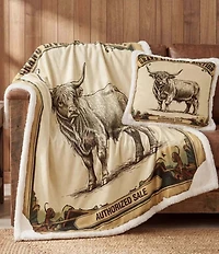 HiEnd Accents x Indigo Hill Highland Cow Campfire Sherpa Accent Throw Blanket