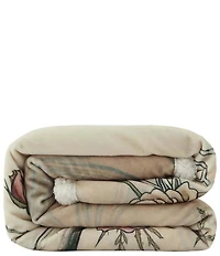 HiEnd Accents x Indigo Hill Rowena Longhorn Blooming Roses Sherpa Western Throw Blanket