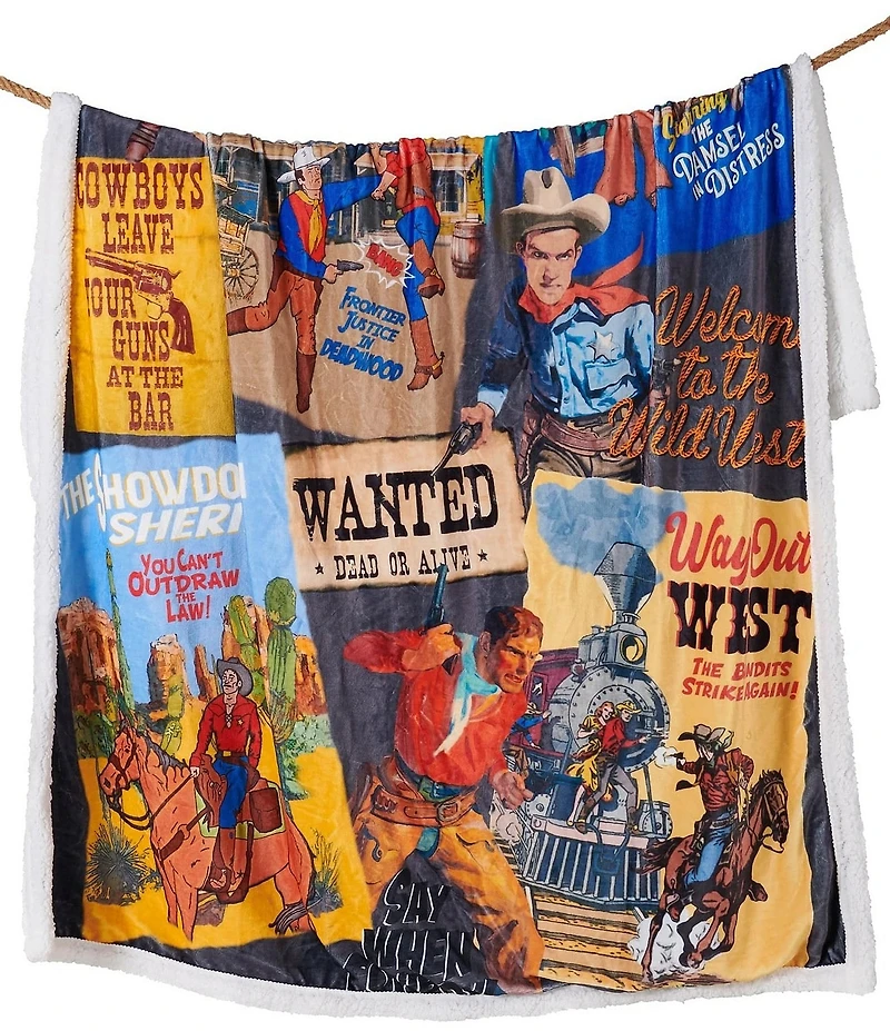 HiEnd Accents x Indigo Hills Bandits & Heroes Campfire Sherpa Accent Pillows and Throw Blanket Throw Set
