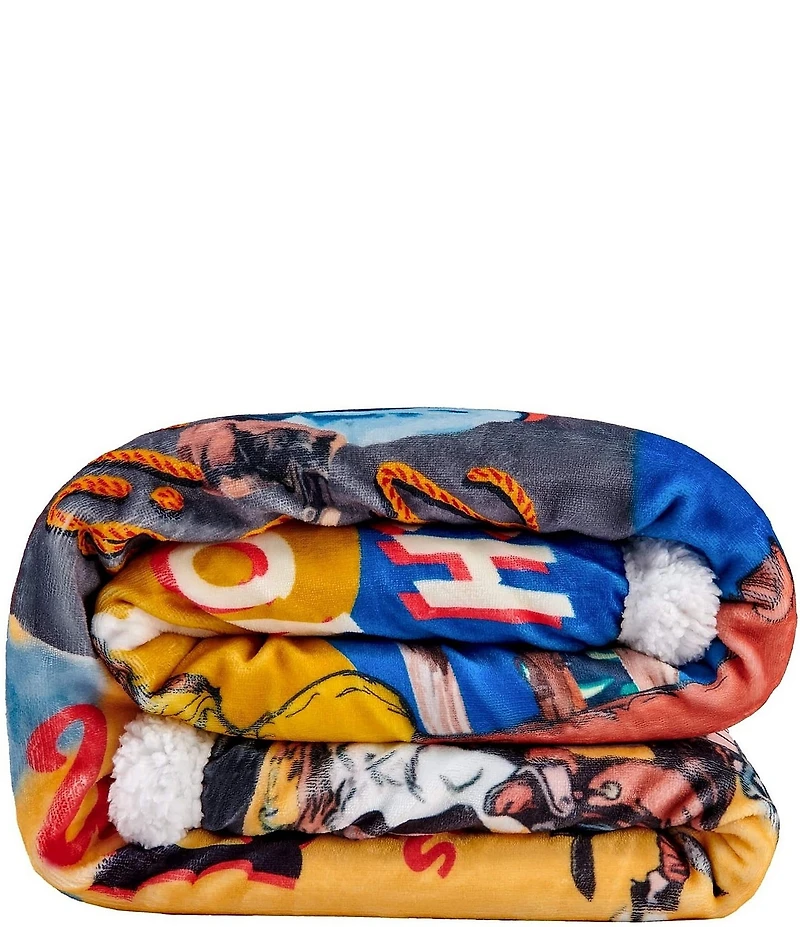 HiEnd Accents x Indigo Hills Bandits & Heroes Campfire Sherpa Accent Pillows and Throw Blanket Throw Set