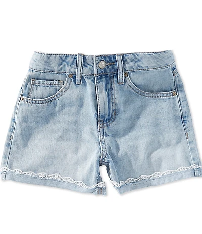Hippie Girl Big Girls Lace Hem Detail Denim Shorts
