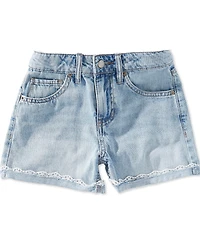 Hippie Girl Big Girls Lace Hem Detail Denim Shorts