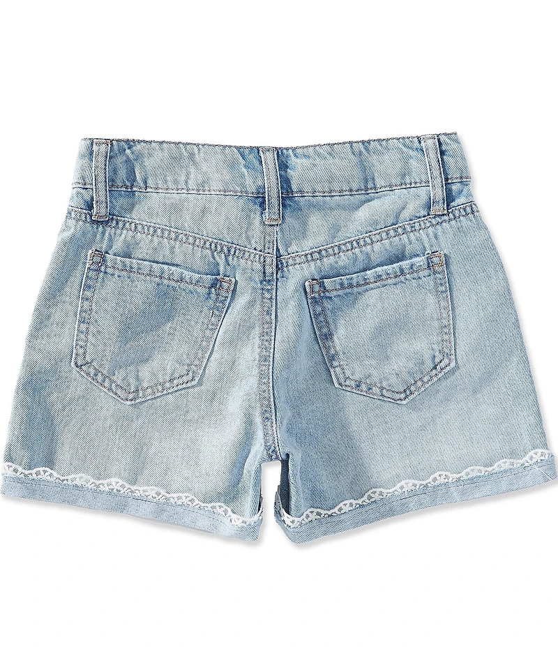 Hippie Girl Big Girls Lace Hem Detail Denim Shorts