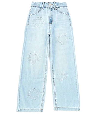 Hippie Girl Big Girls 7-16 Rhinestone-Embellished-Heart Wide Leg Jeans