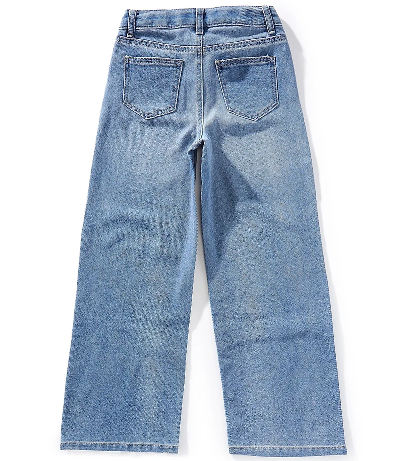 Hippie Girl Big Girls Sequin-Embellished Bow-Patterned Wide-Leg Jeans