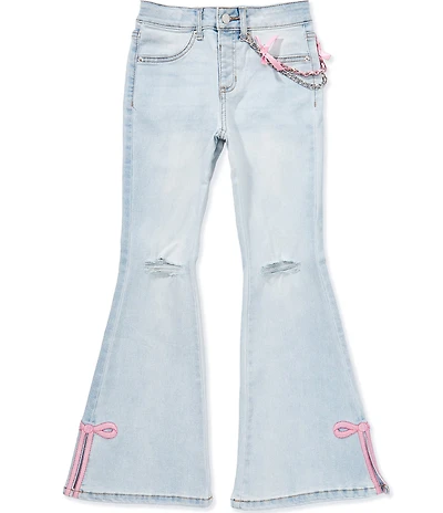 Hippie Girl Big Girls Bow-Accented-Side-Slit Flare-Leg Jeans