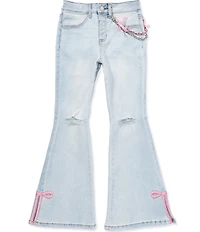 Hippie Girl Big Girls Bow-Accented-Side-Slit Flare-Leg Jeans