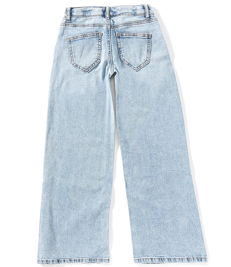 Hippie Girl Big Girls Butterfly/Swirl Discharge-Printed Wide Leg Jeans