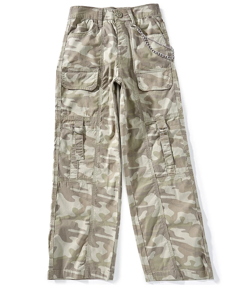 Hippie Girl Big Girls Camo Wide Leg With Chain Cargo Pants