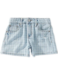 Hippie Girl Big Girls Destructed Gingham Print Denim Shorts