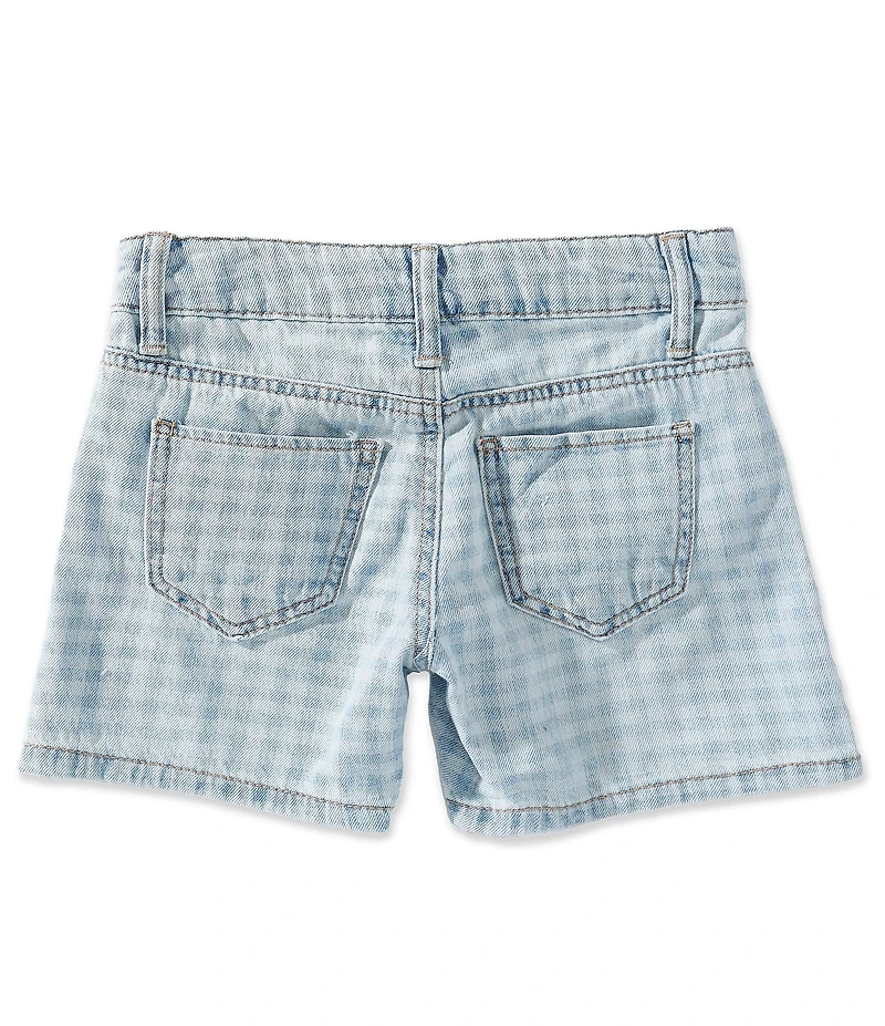Hippie Girl Big Girls Destructed Gingham Print Denim Shorts