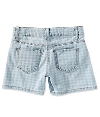 Hippie Girl Big Girls Destructed Gingham Print Denim Shorts