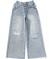 Hippie Girl Big Girls Distressed Wide Leg Jeans