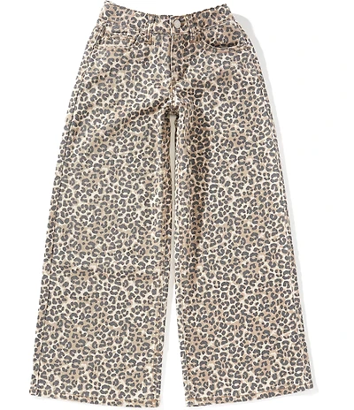 Hippie Girl Big Girls Leopard Print Wide Leg Jeans