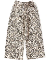 Hippie Girl Big Girls Leopard Print Wide Leg Jeans