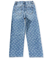 Hippie Girl Big Girls Mini-Bow-Discharge-Printed 5-Pocket Wide-Leg Jeans