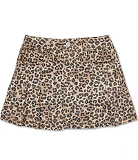 Hippie Girl Big Girls Pleated Leopard Print Denim Skirt