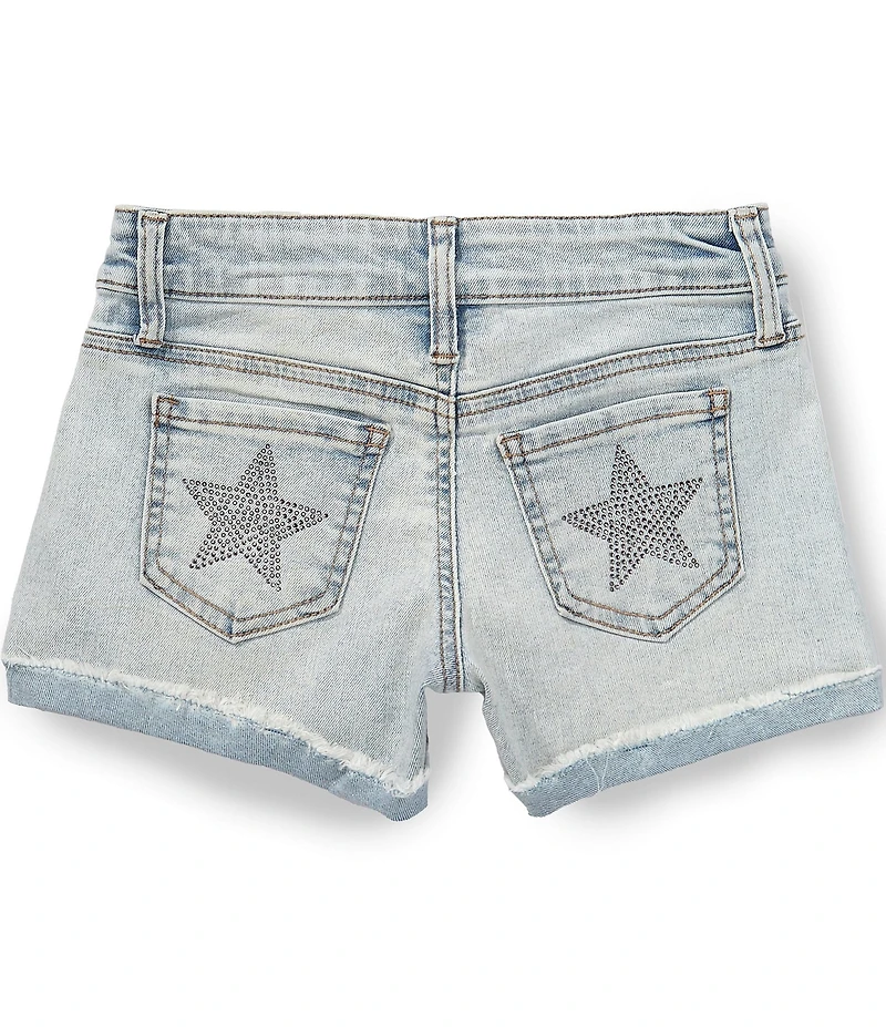Hippie Girl Big Girls Porkchop Pocket Sparkle Star Detail Frayed Cuff Shorts
