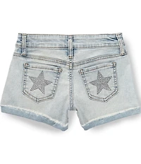 Hippie Girl Big Girls Porkchop Pocket Sparkle Star Detail Frayed Cuff Shorts