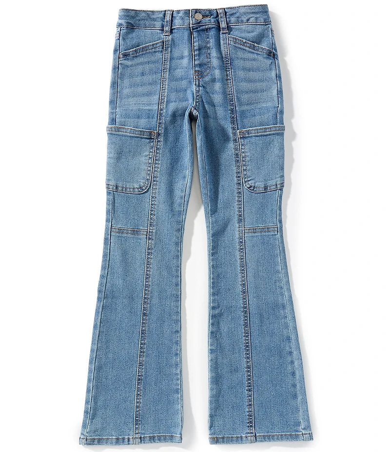 Hippie Girl Big Girls Seamed Flare Cargo Pocket Jeans