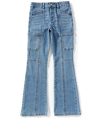 Hippie Girl Big Girls Seamed Flare Cargo Pocket Jeans