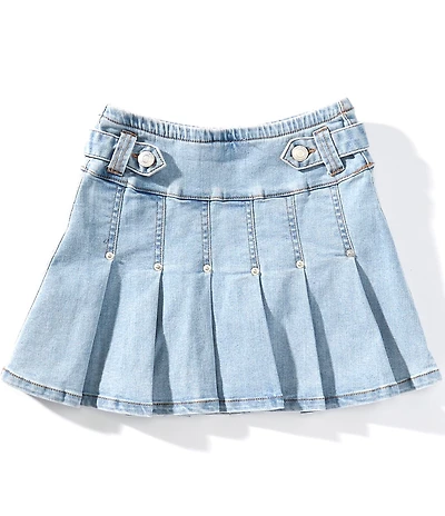 Hippie Girl Big Girls Tab Buckles Pleated Denim Skirt