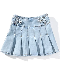Hippie Girl Big Girls Tab Buckles Pleated Denim Skirt
