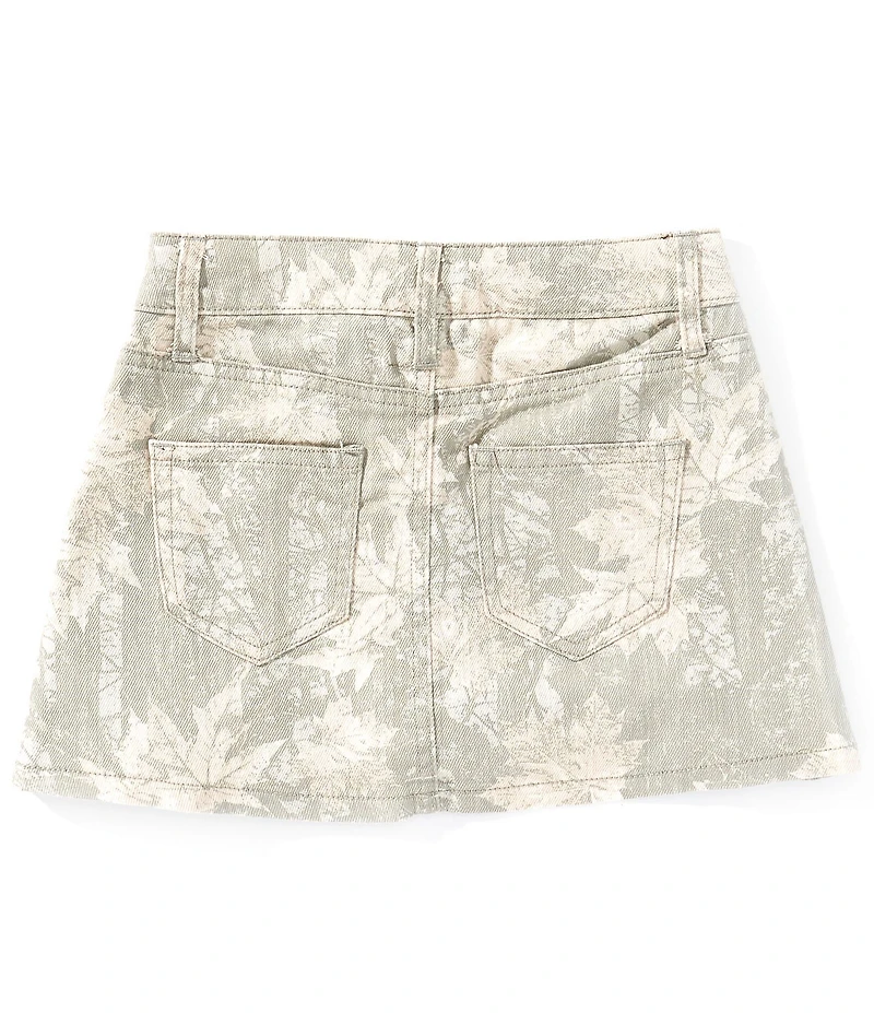 Hippie Girl Big Girls Woodland & Leaf Pattern Denim Skirt