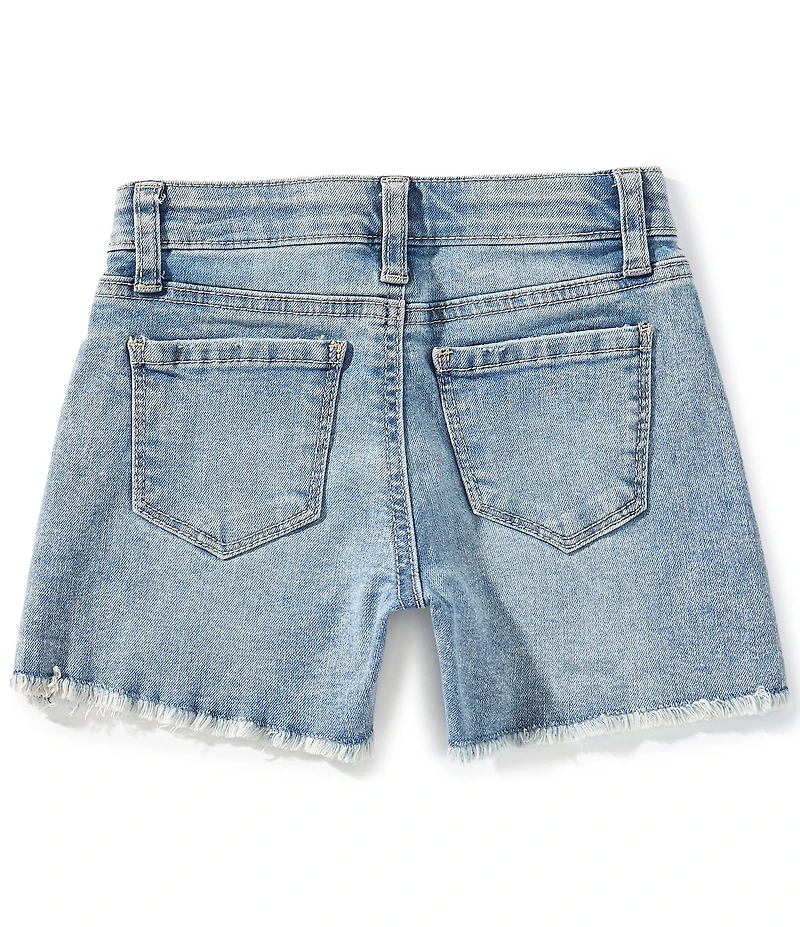 Hippie Girl Little Girls Bow Printed Denim Shorts